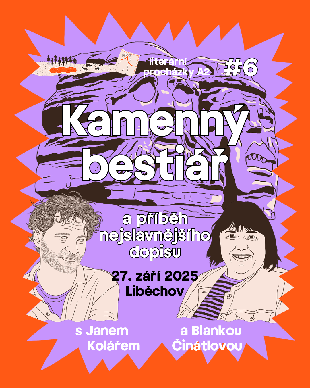 Literární procházky A2: Liběchovsko aneb kamenný bestiář s Blankou Činátlovou a Janem Kolářem