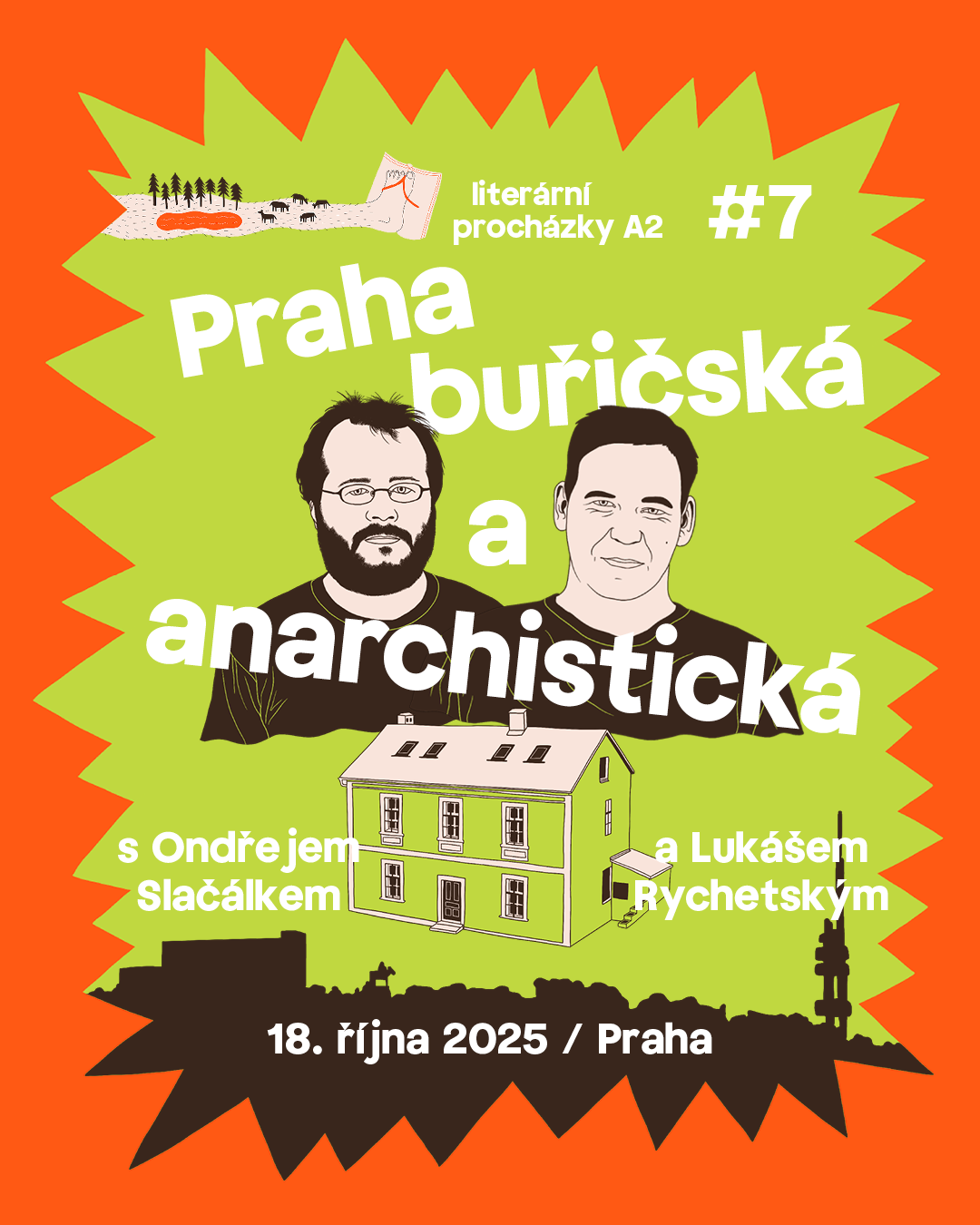 Literární procházky A2: Praha buřičská a anarchistická s Ondřejem Slačálkem a Lukášem Rychetským